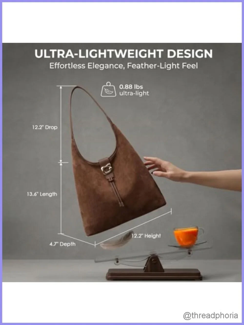 Women's Large Suede Hobo Bag Soft Faux Suede Shoulder Purse Tote with Tassel